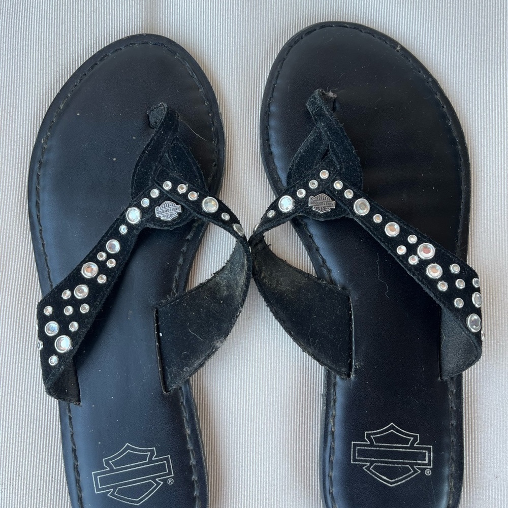 Harley-Davidson Women's Black Sandals with Silver Studs